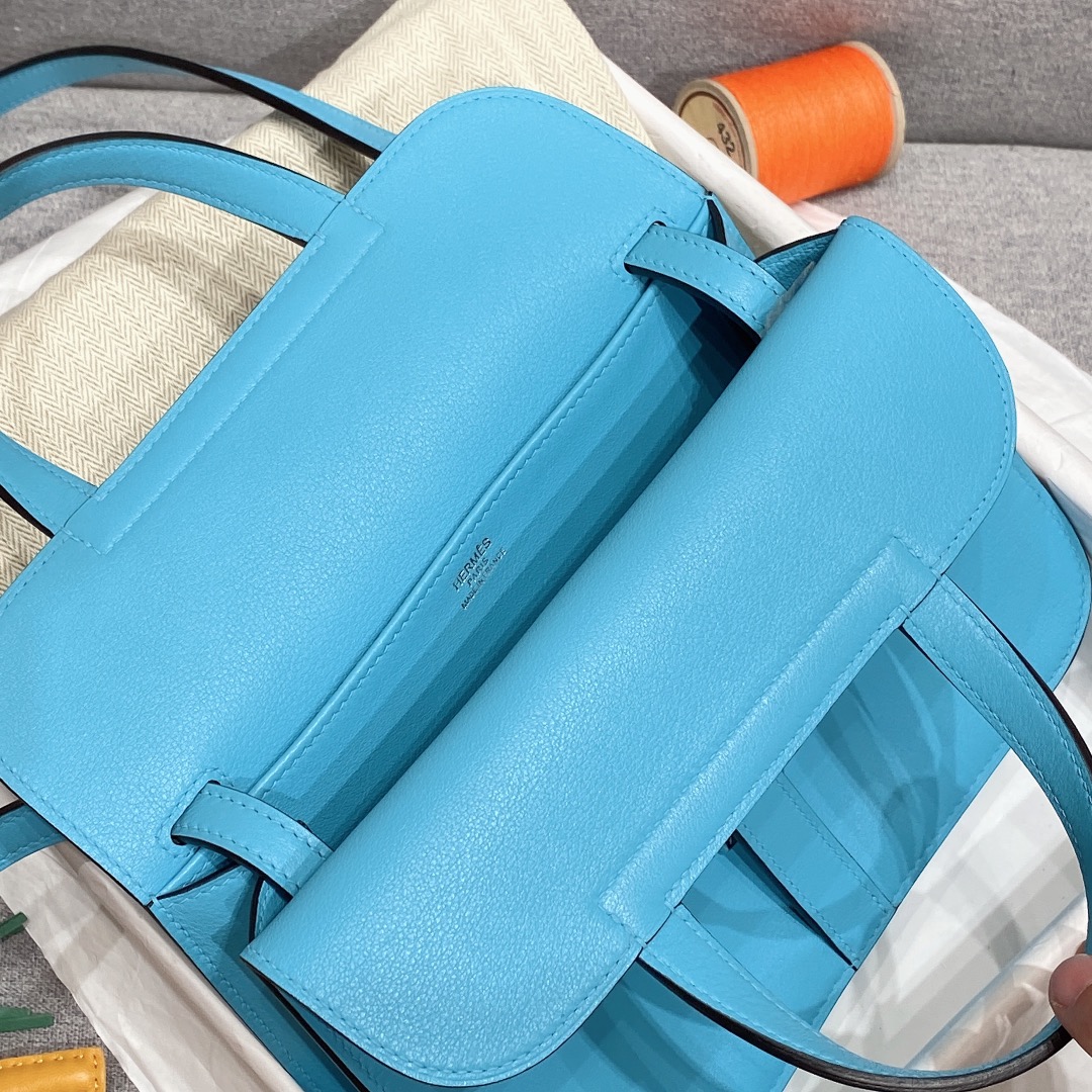 에르메스 미니 할잔백 블루드노드 은장 스위프트